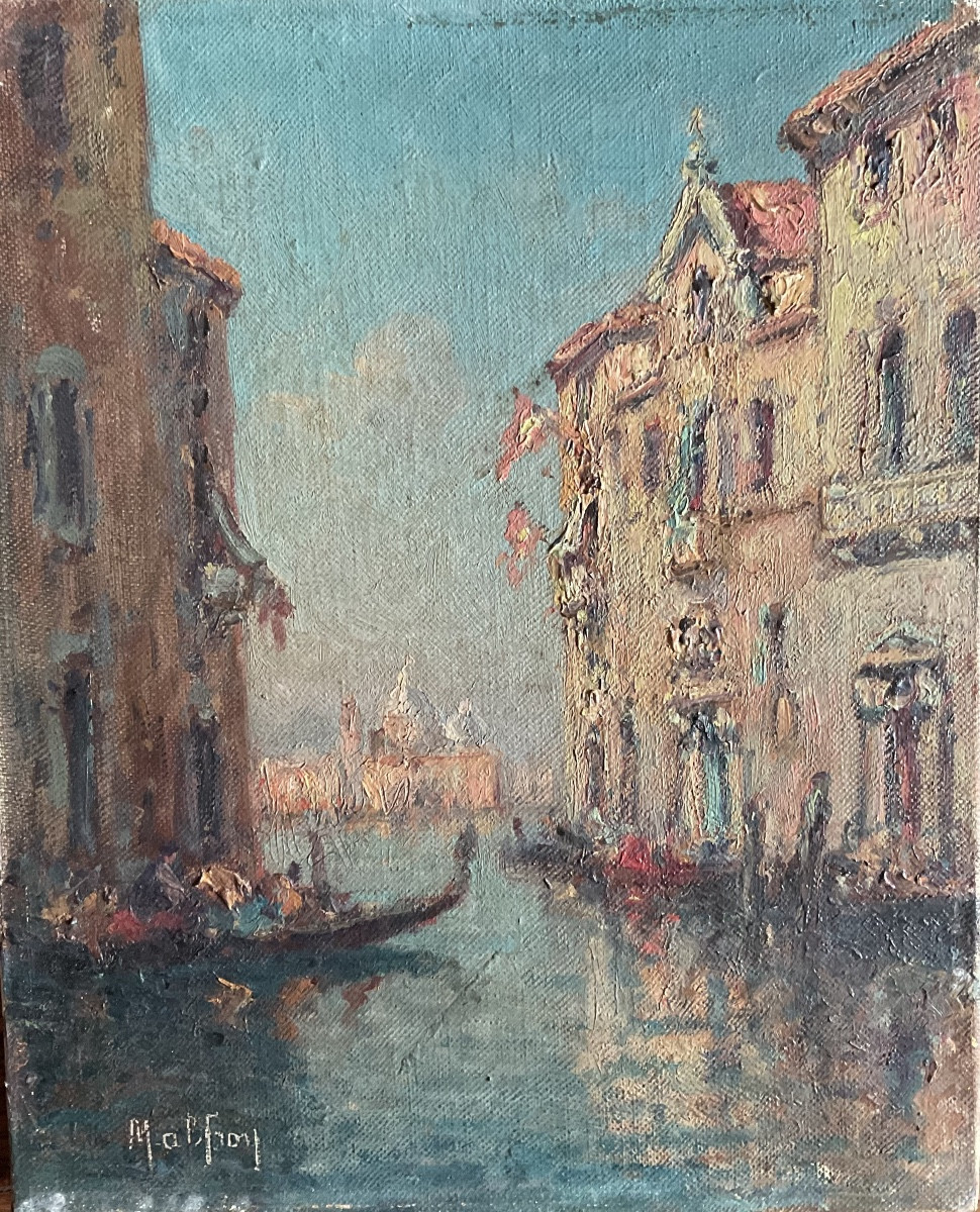 Pair Of Paintings Of Venice By Malfroy -photo-1