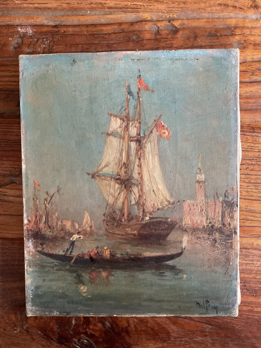 Pair Of Paintings Of Venice By Malfroy -photo-2