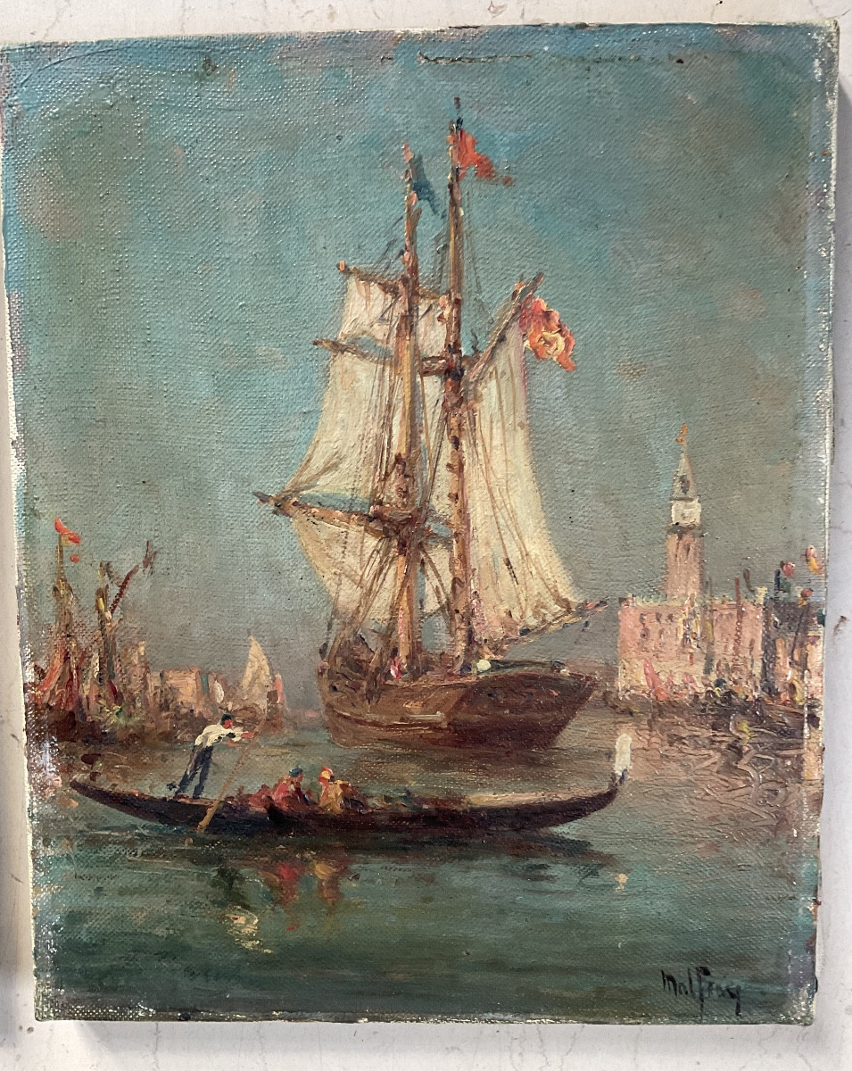 Pair Of Paintings Of Venice By Malfroy -photo-6