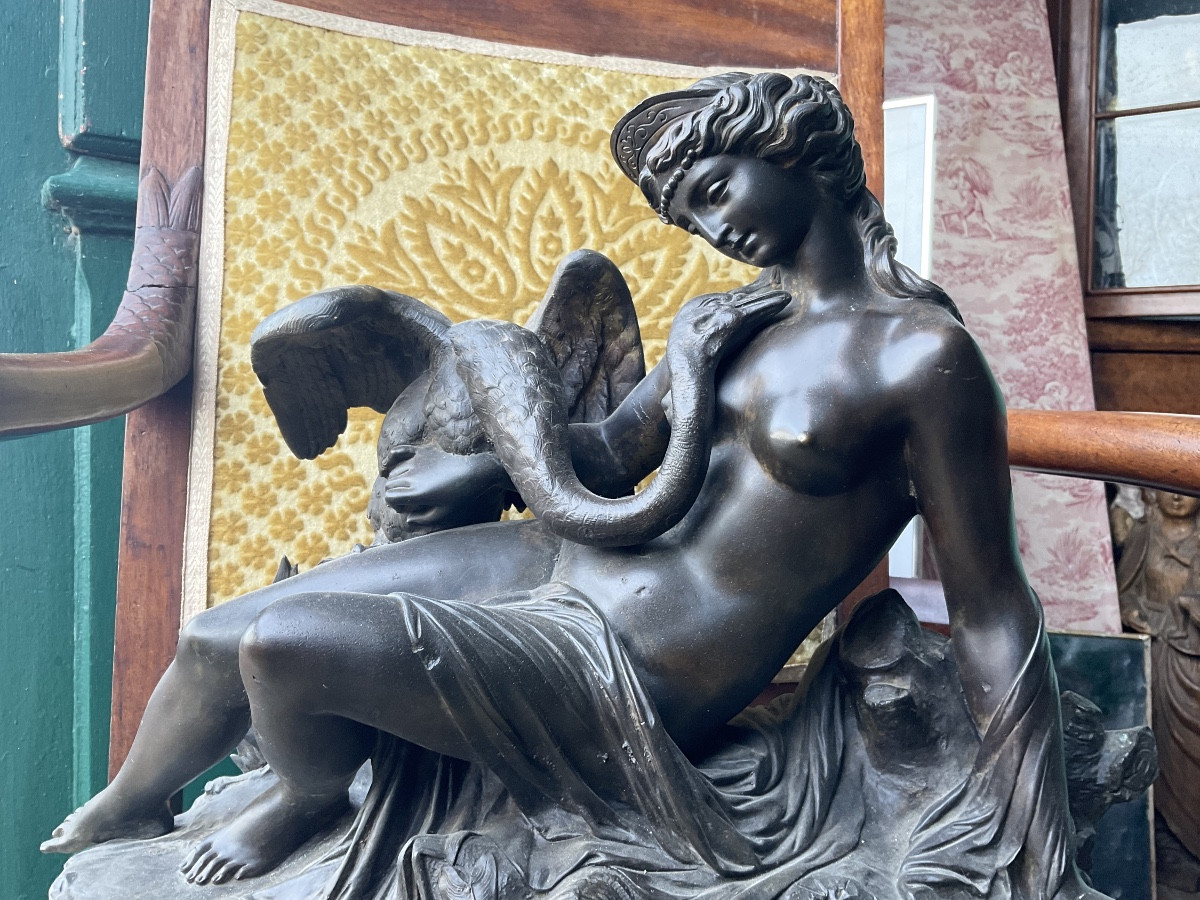 Bronze Leda et le cygne signe J Marie-photo-4