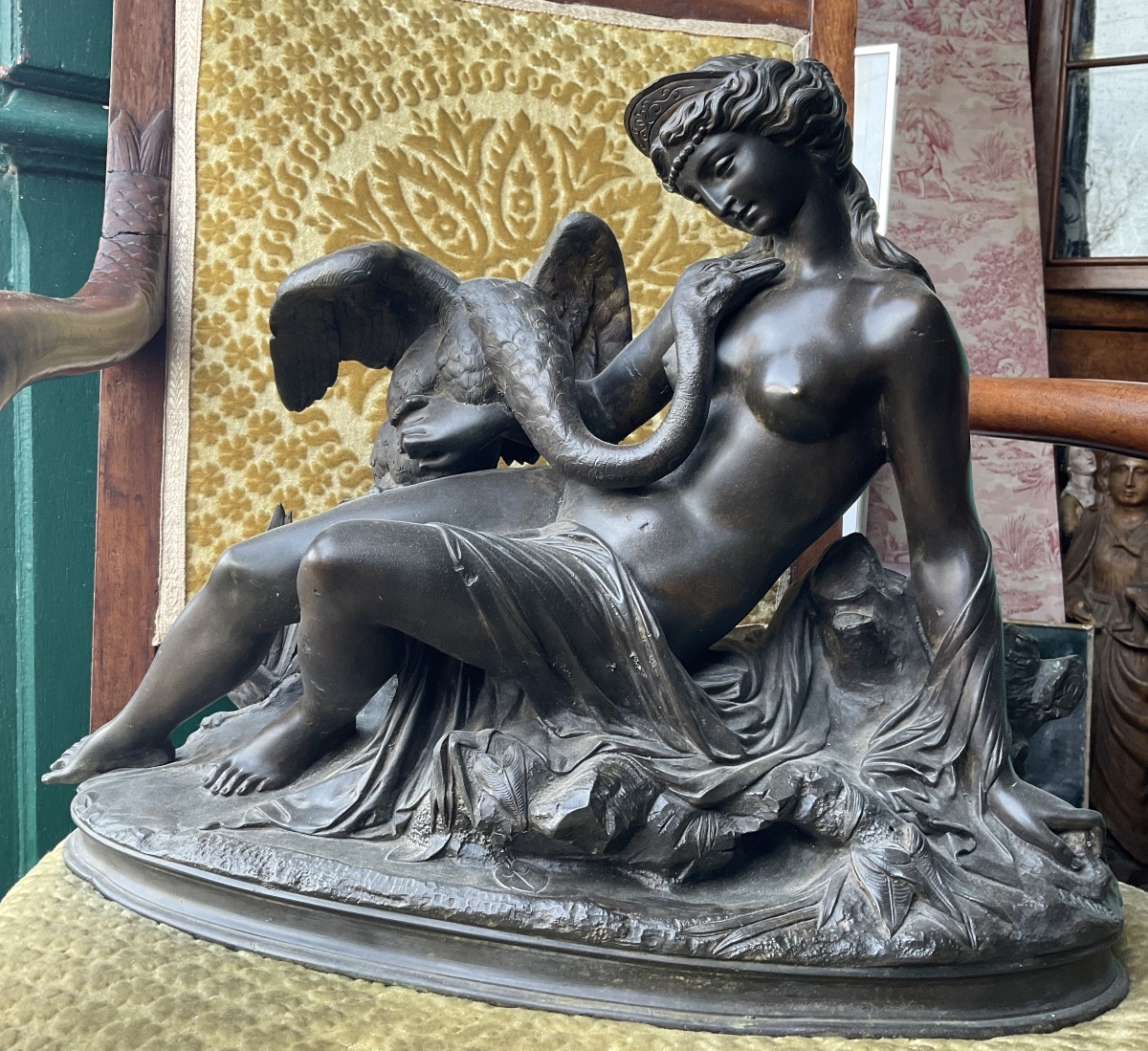 Bronze Leda et le cygne signe J Marie-photo-2