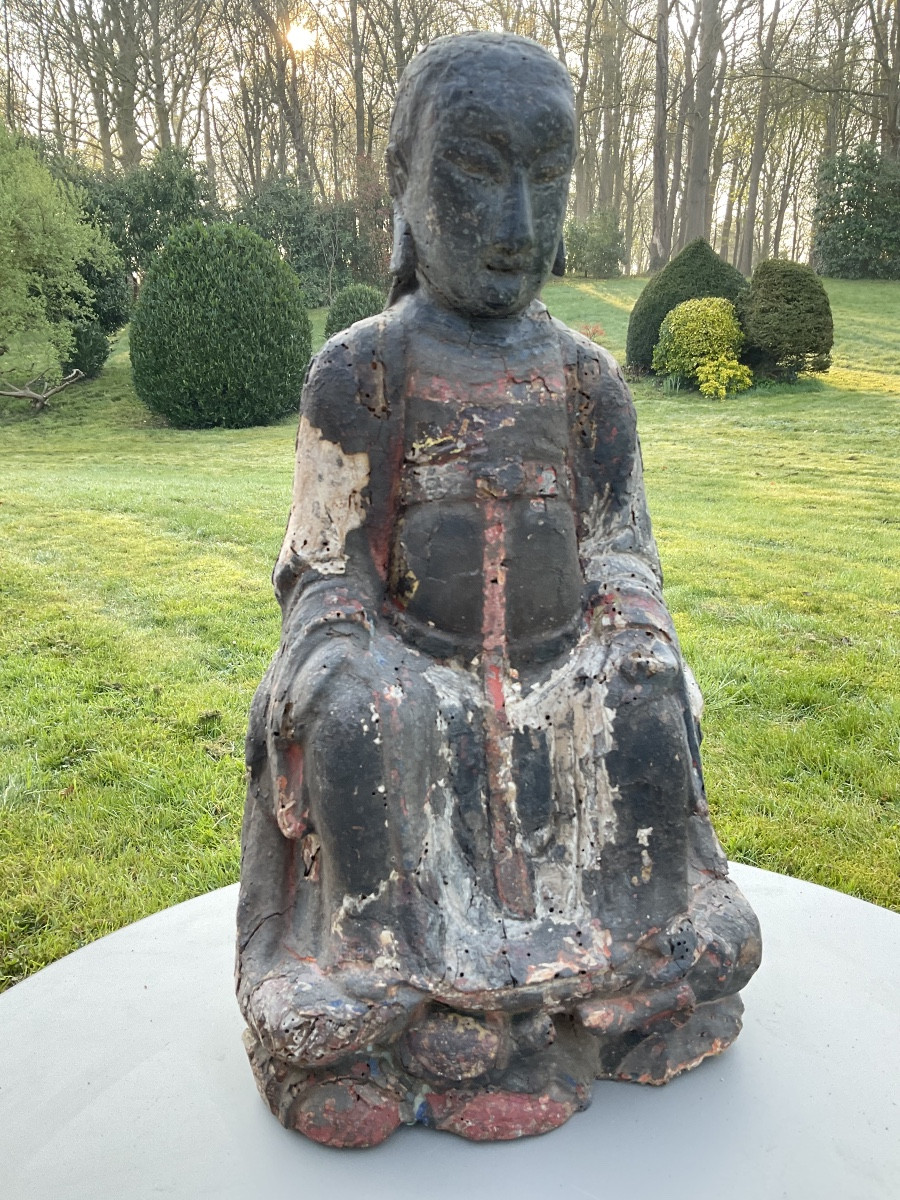 Painted Wooden Buddha, 19th Century