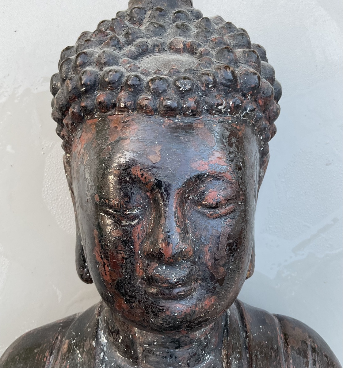 Bouddha bois peint Vietnam XIXe-photo-2