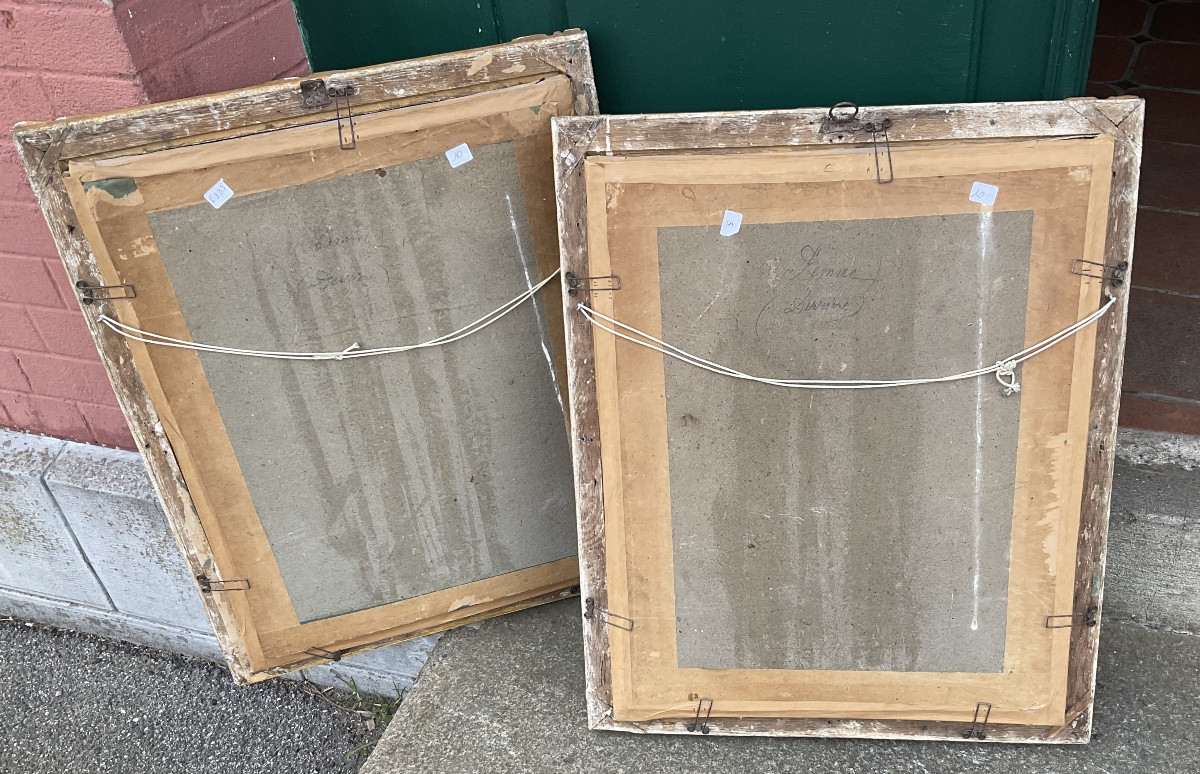 Pair Of 18th-century Pastels In Antique Frames -photo-4