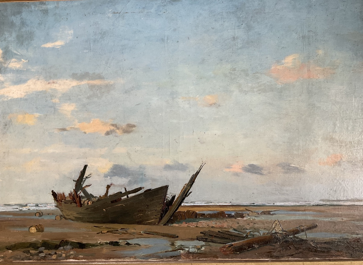 Large Canvas By Ricard Cordingley, Berck-sur-mer Beach