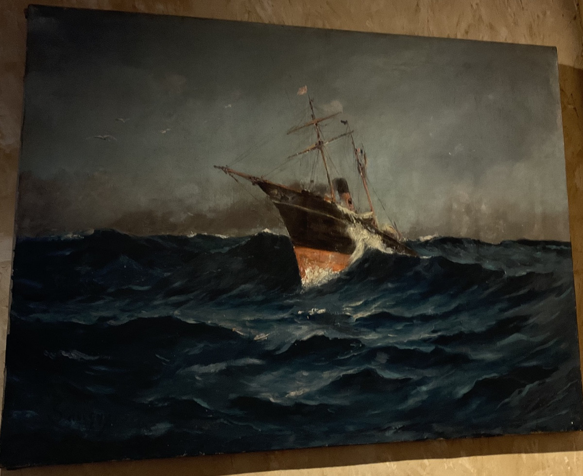 Marine par Paul Savigny grand format 90/70cm-photo-3