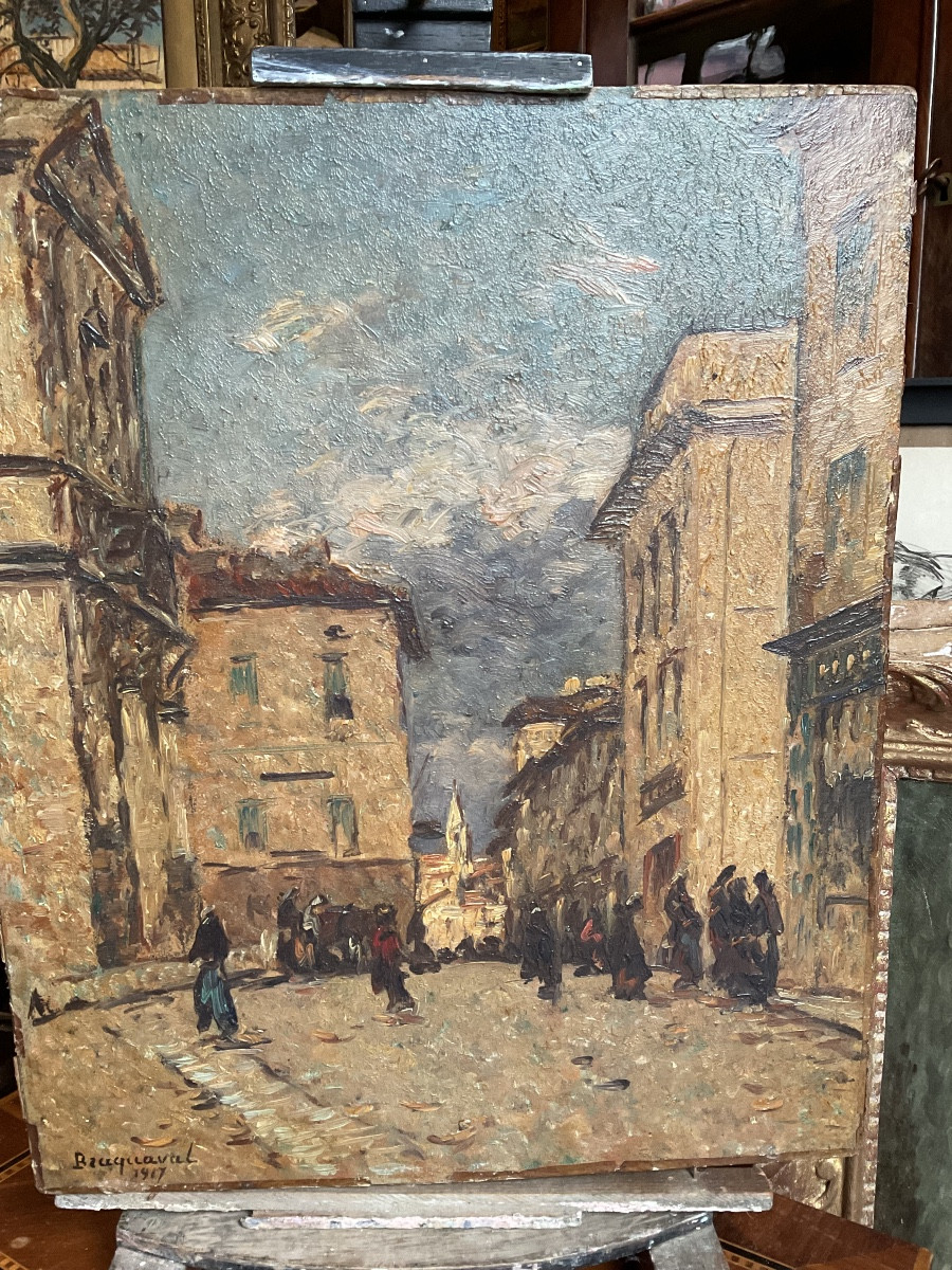 Louis Braquaval. 1917 View Of Martigues Or Aix-en-provence -photo-2