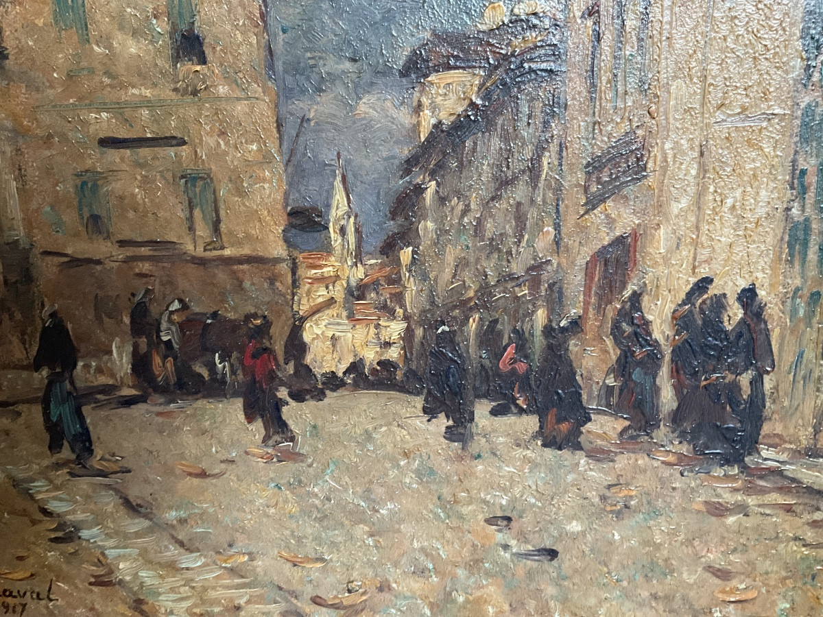 Louis Braquaval. 1917 View Of Martigues Or Aix-en-provence -photo-3