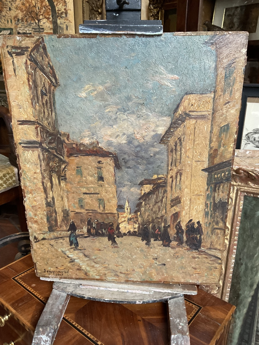 Louis Braquaval. 1917 View Of Martigues Or Aix-en-provence -photo-2