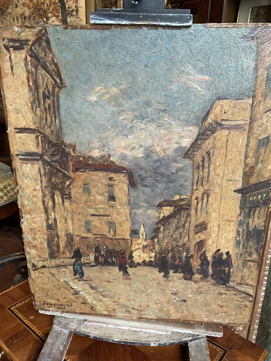 Louis Braquaval. 1917 View Of Martigues Or Aix-en-provence -photo-3