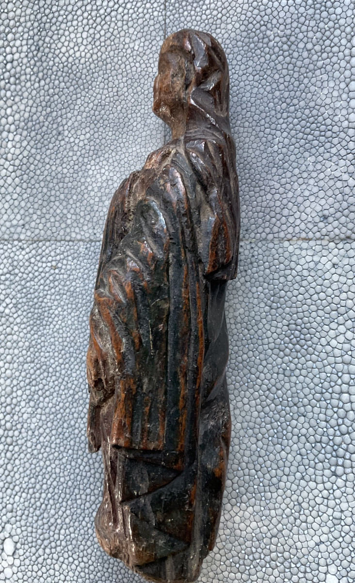 Statuette de vierge XVIIIe  bois naturel-photo-4