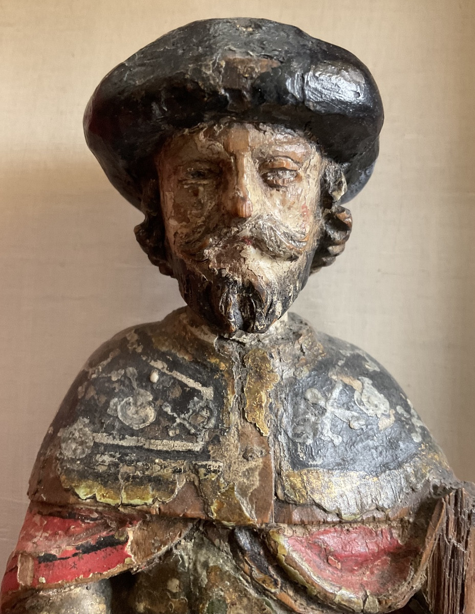 Saint Roch Wood Carvingxviiith Century Polychrome