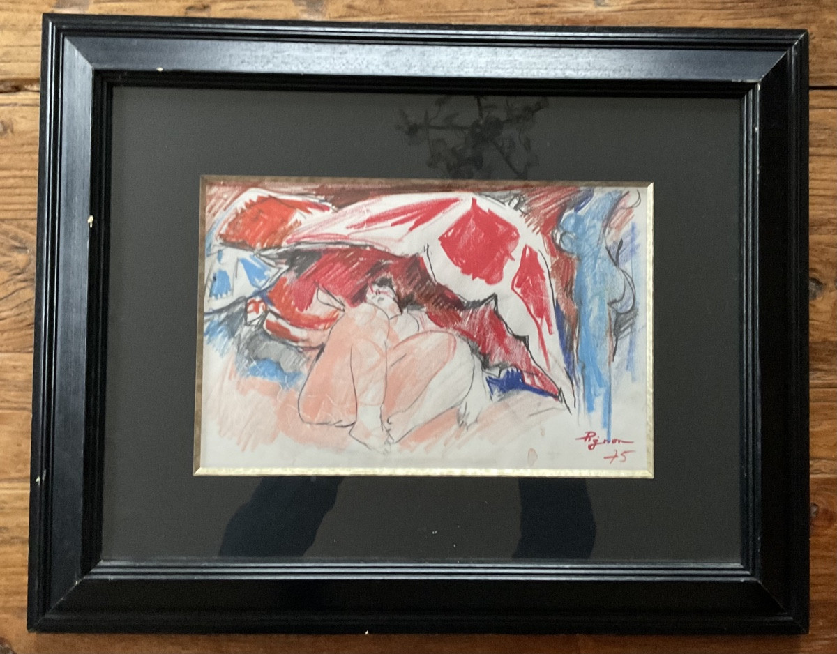 édouard Pignon Pastel Warmth In The Blue Nude-photo-2