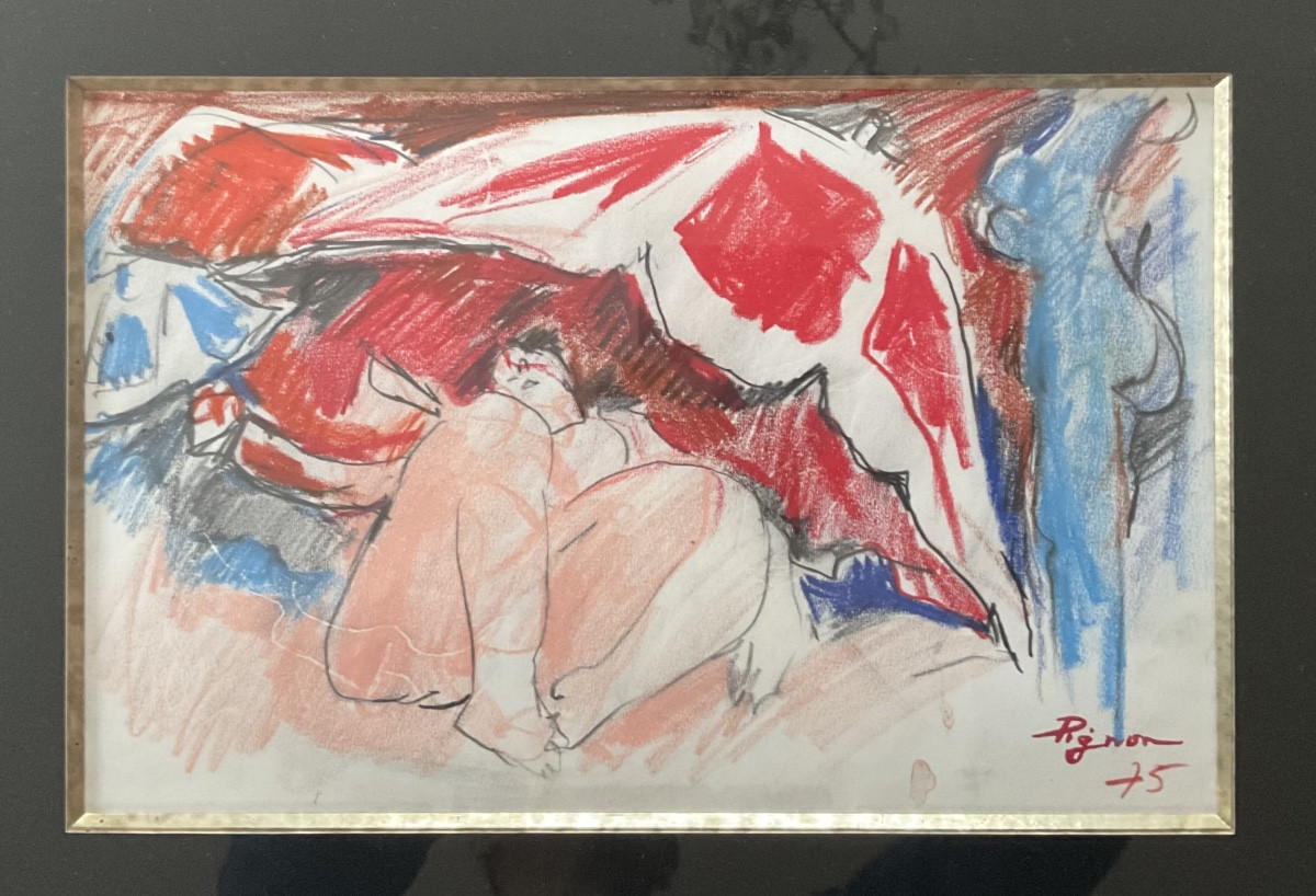 édouard Pignon Pastel Warmth In The Blue Nude-photo-3