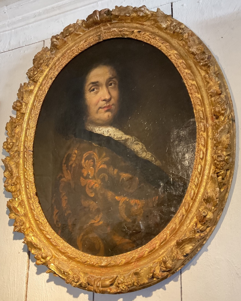 Portrait de Mr de Riants  cadre en bois dore-photo-4