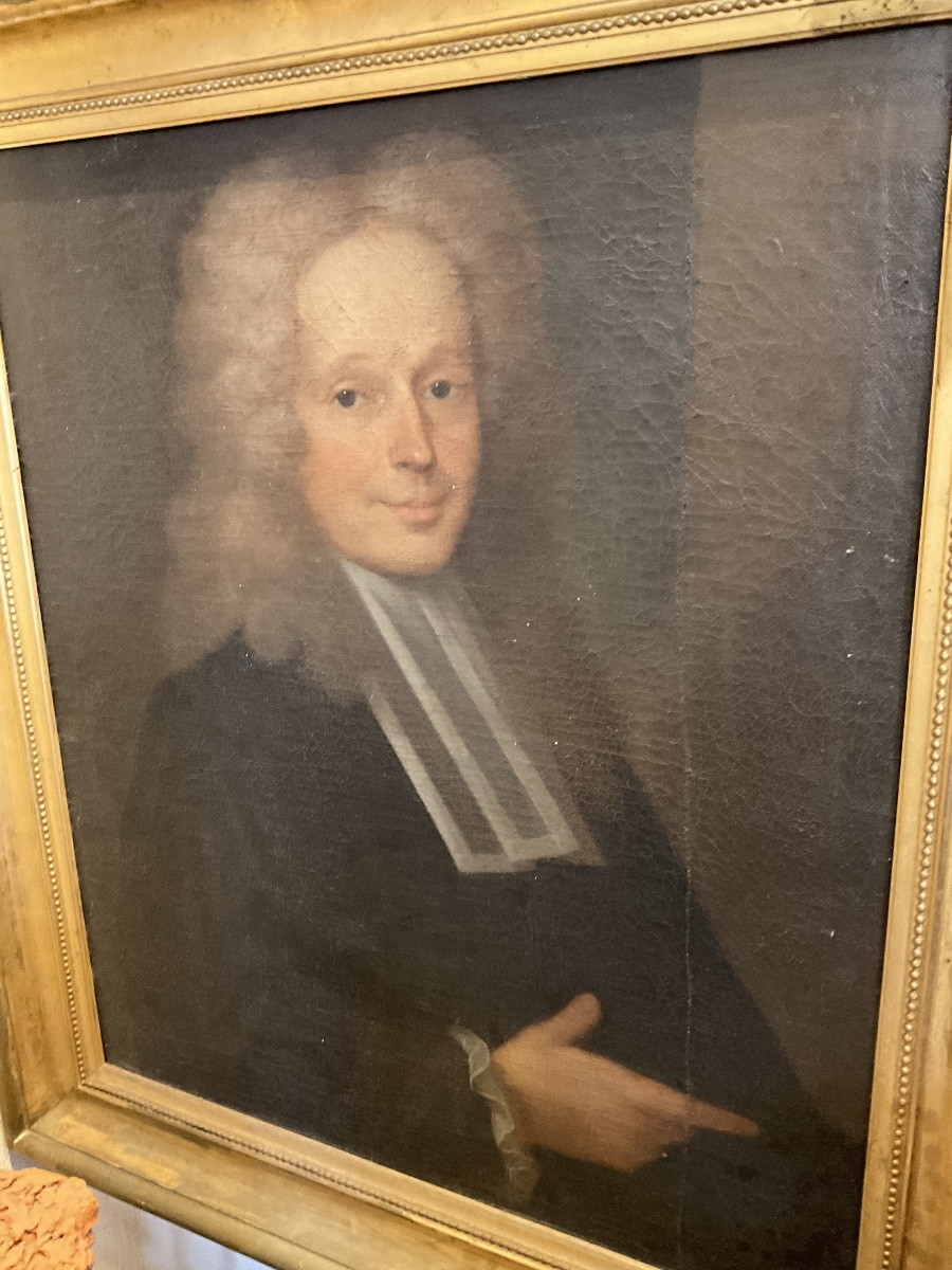 Tableau portrait homme à perruque XVIIIe-photo-3