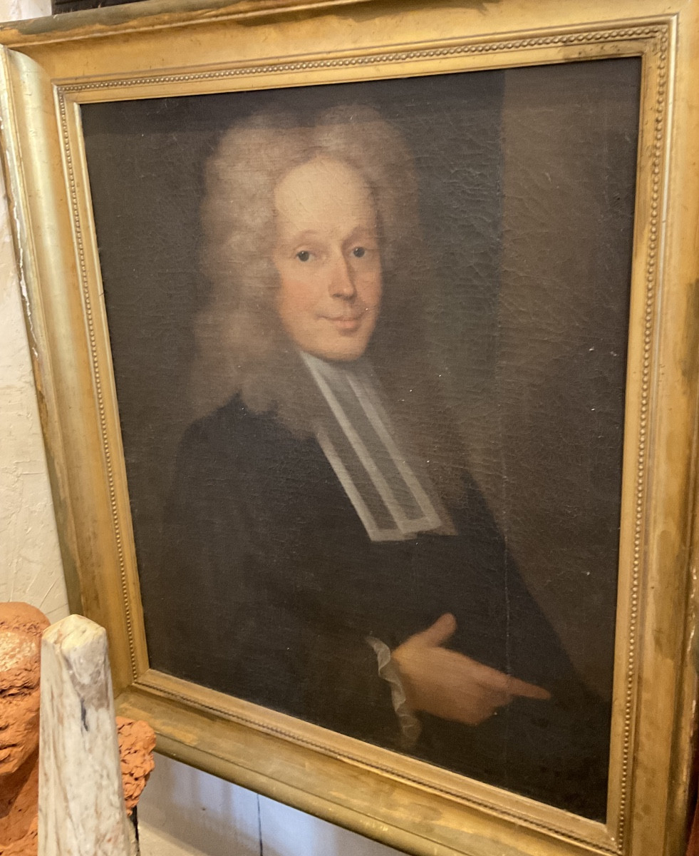 Tableau portrait homme à perruque XVIIIe-photo-4