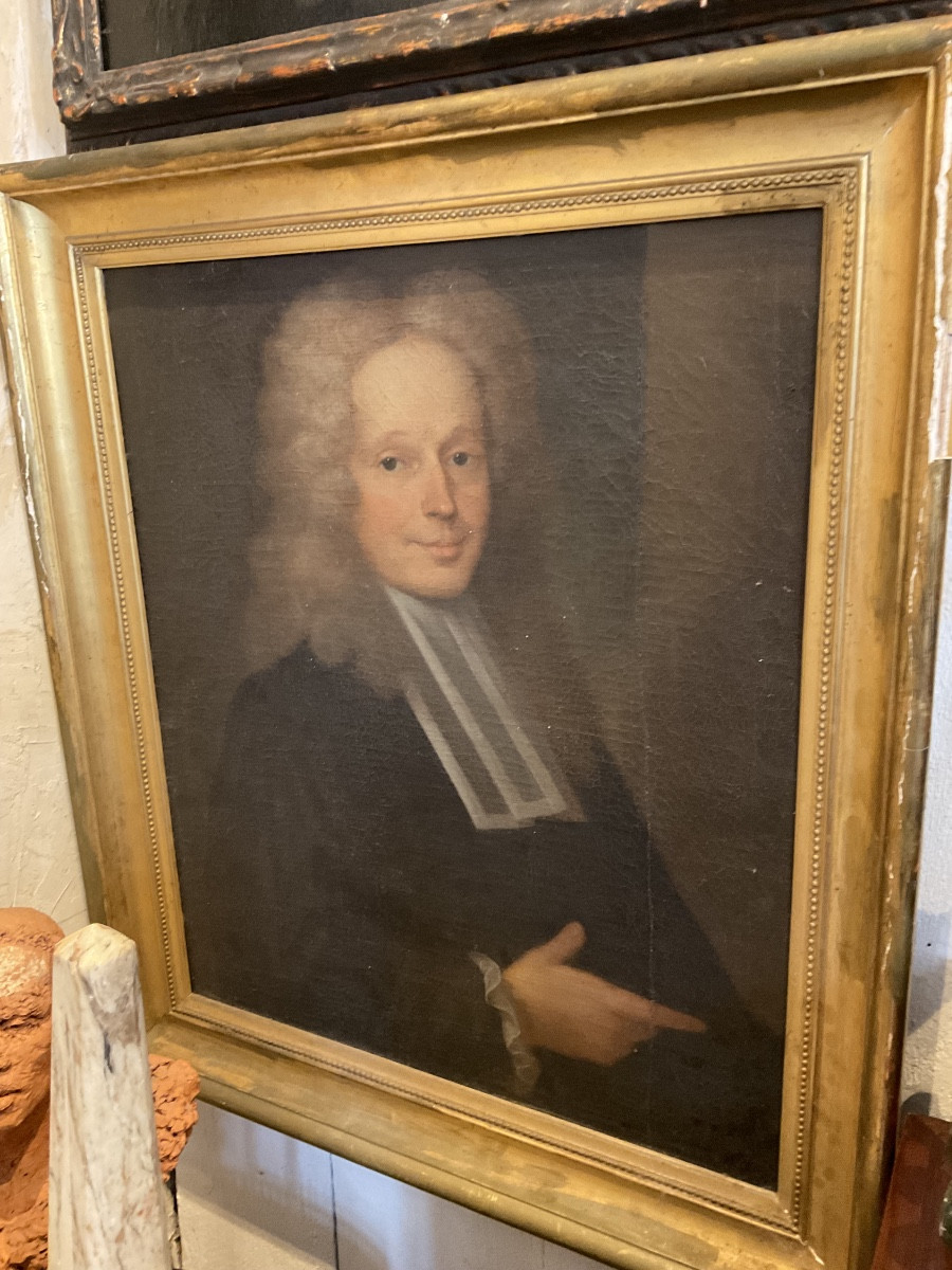 Tableau portrait homme à perruque XVIIIe