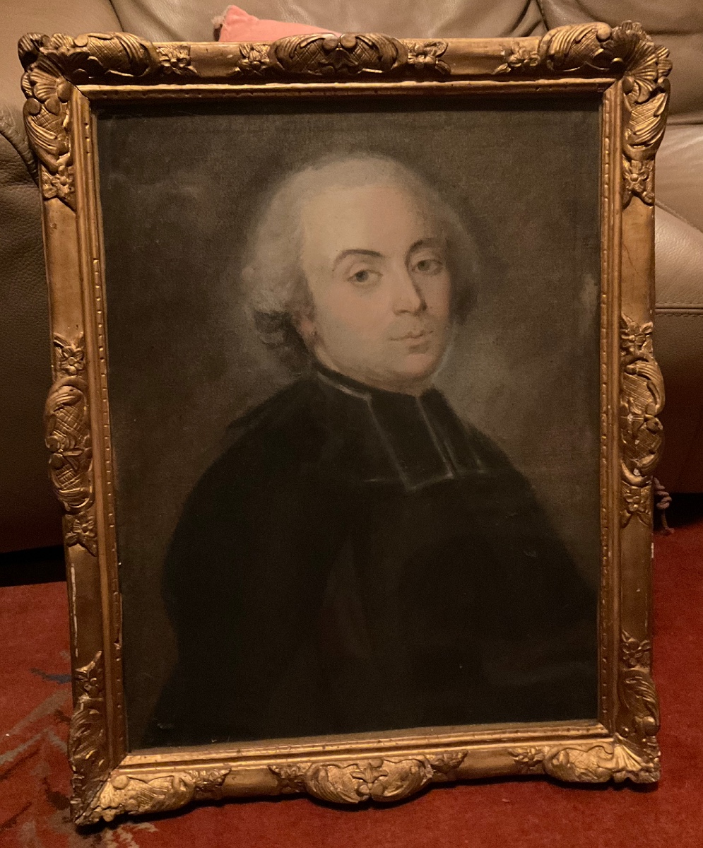 PastelXVIIIe dans un cadre d’époque bois dore