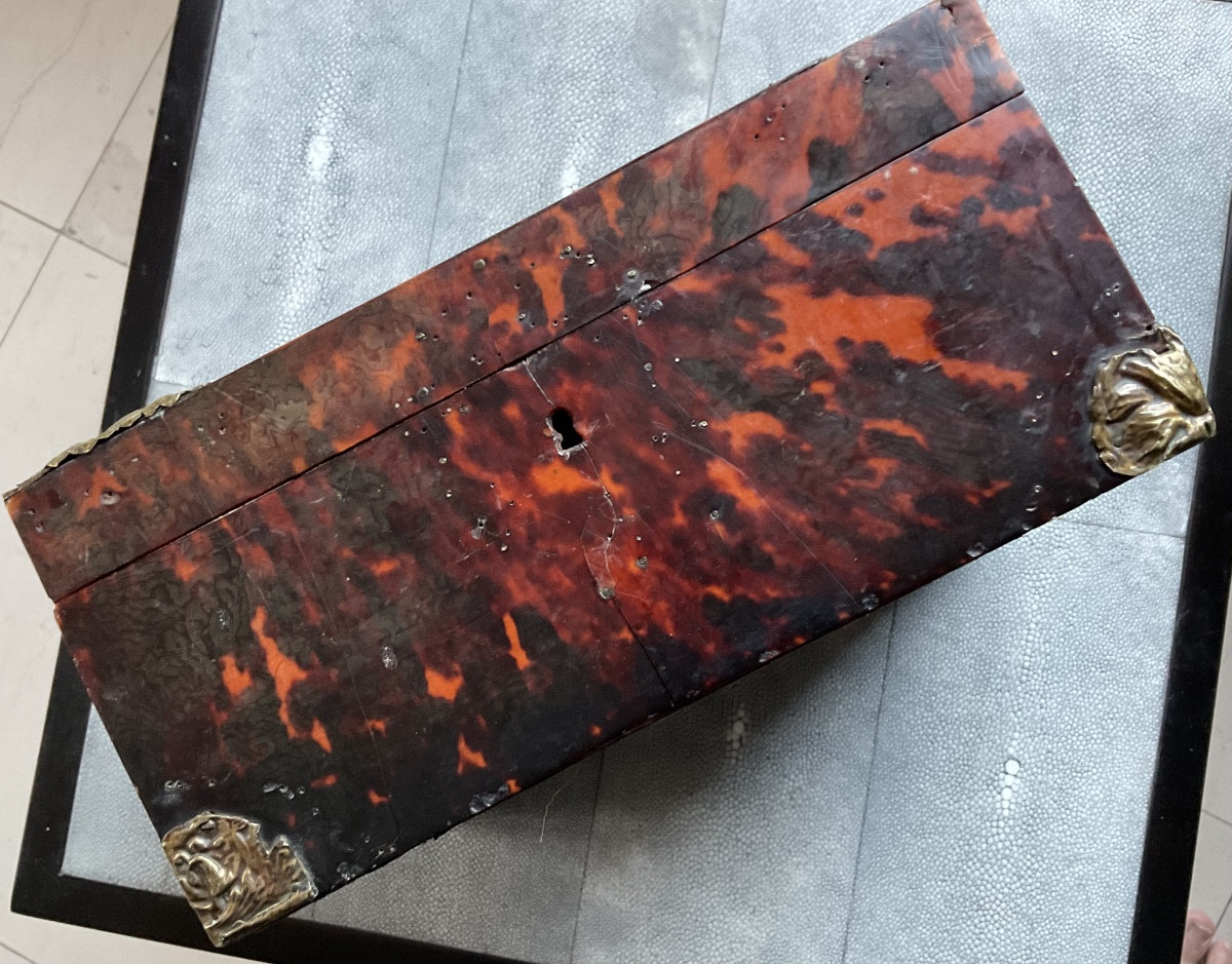 Boîte XVIIe en écaille de tortue-photo-2