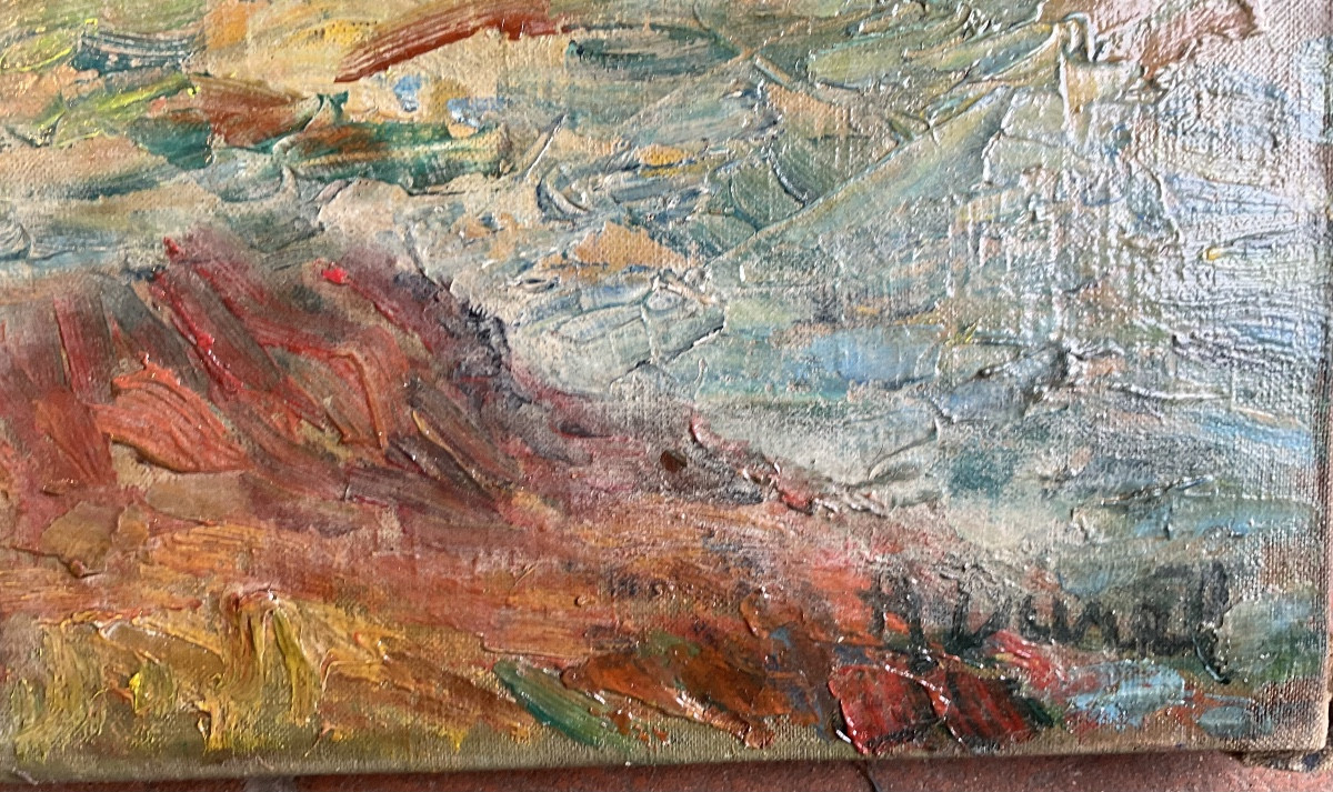 VIVREL  côte bretonne huile sur toile-photo-2