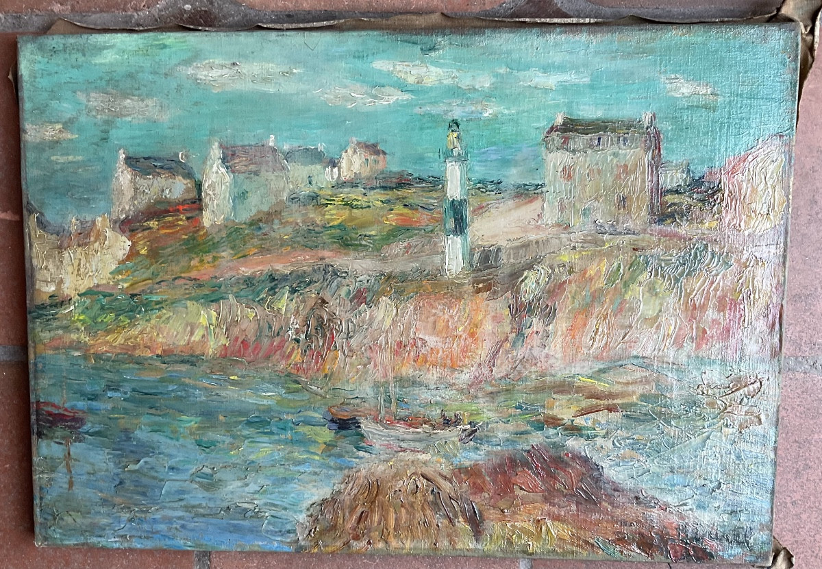 VIVREL  côte bretonne huile sur toile-photo-4
