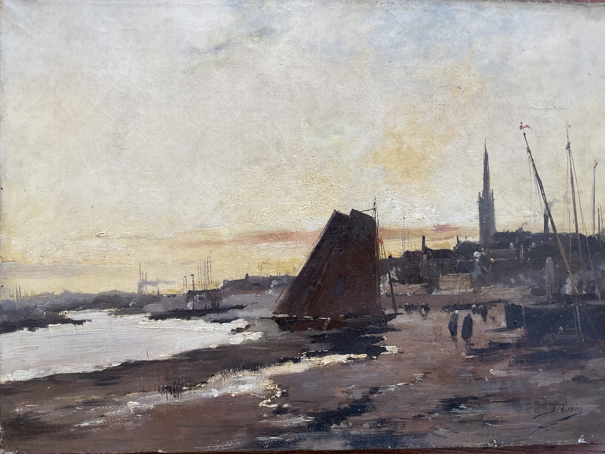 Port Par Lievin Oil On Canvas-photo-2