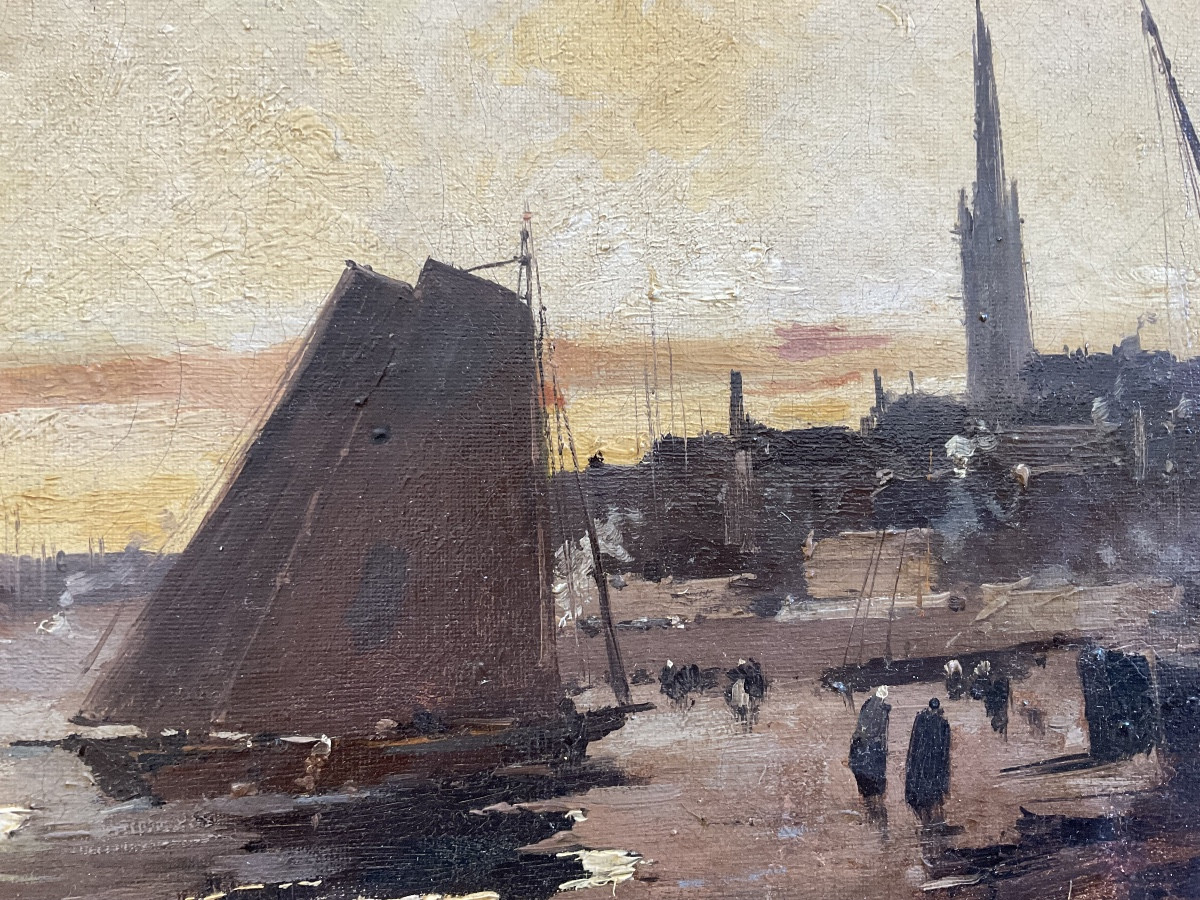 Port Par Lievin Oil On Canvas-photo-4