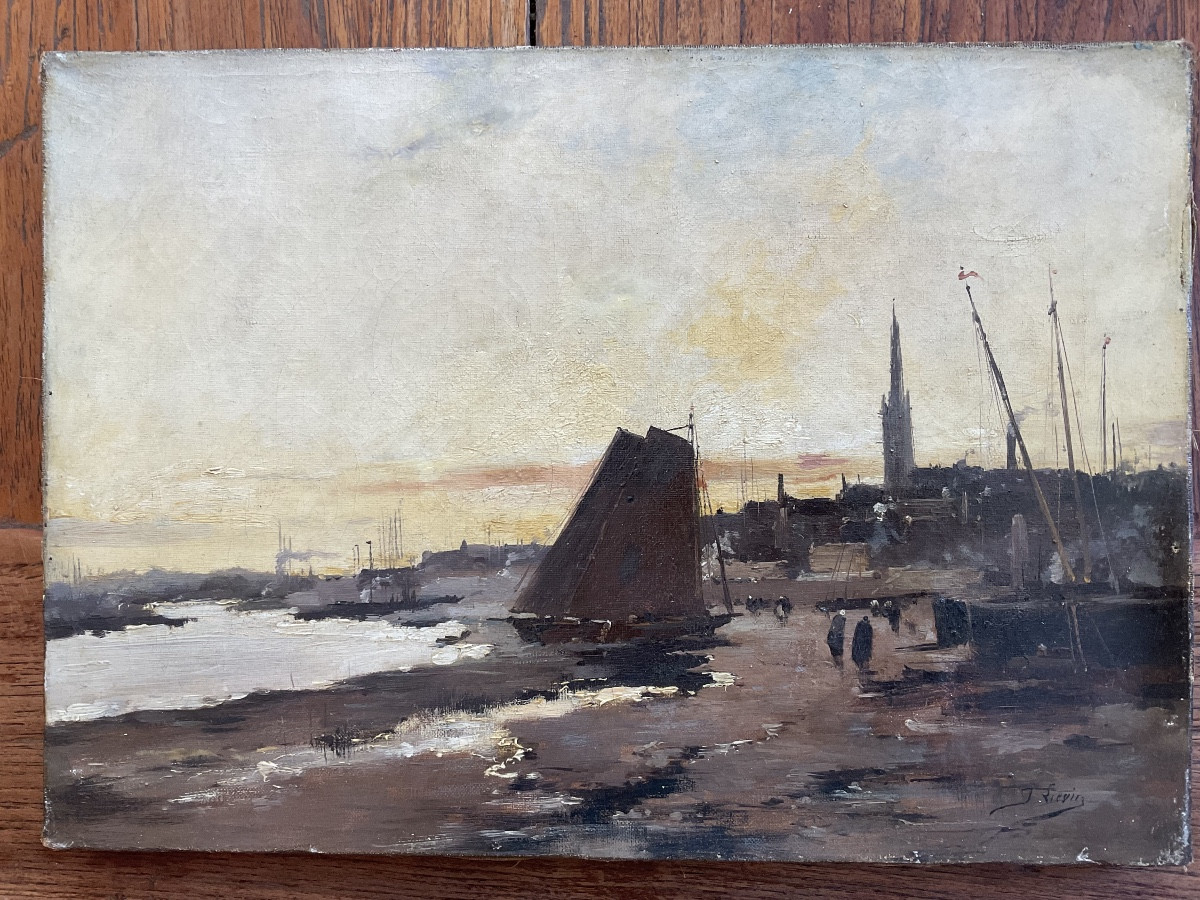 Port Par Lievin Oil On Canvas-photo-4