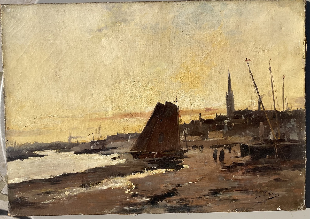Port Par Lievin Oil On Canvas-photo-5