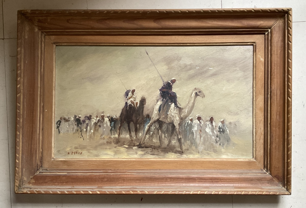 A Perez Oriental Load Oil On Wood-photo-2