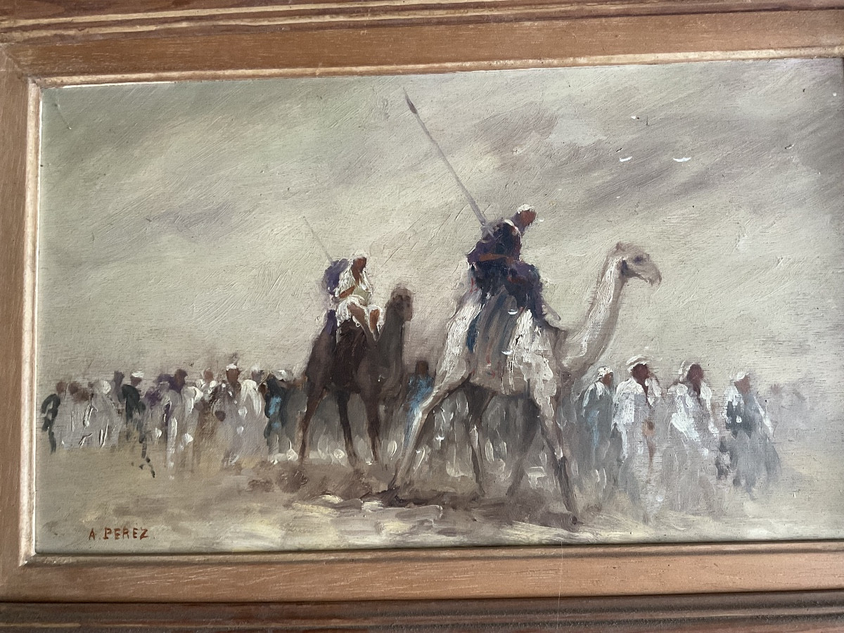 A Perez Oriental Load Oil On Wood-photo-4