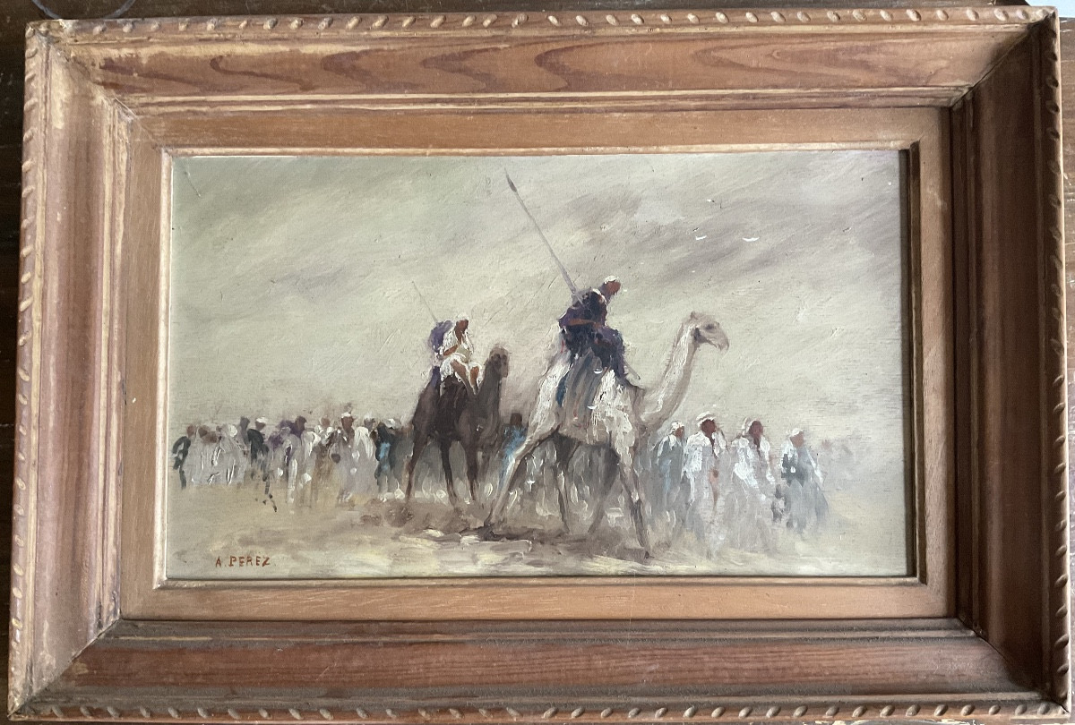 A Perez Oriental Load Oil On Wood-photo-2
