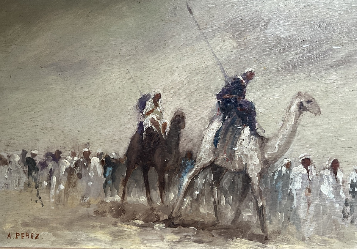 A Perez Oriental Load Oil On Wood