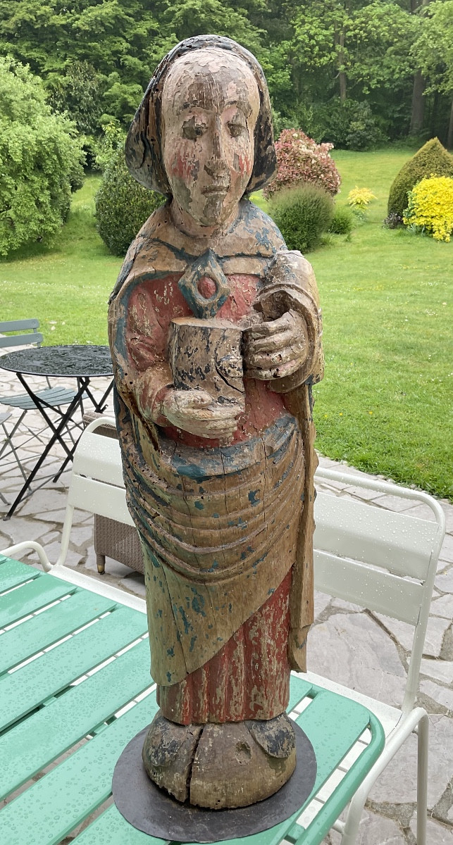 15th-century Polychrome Saint In Oak-photo-1