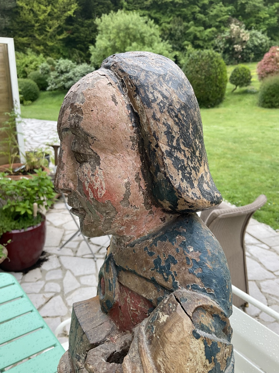 15th-century Polychrome Saint In Oak-photo-3