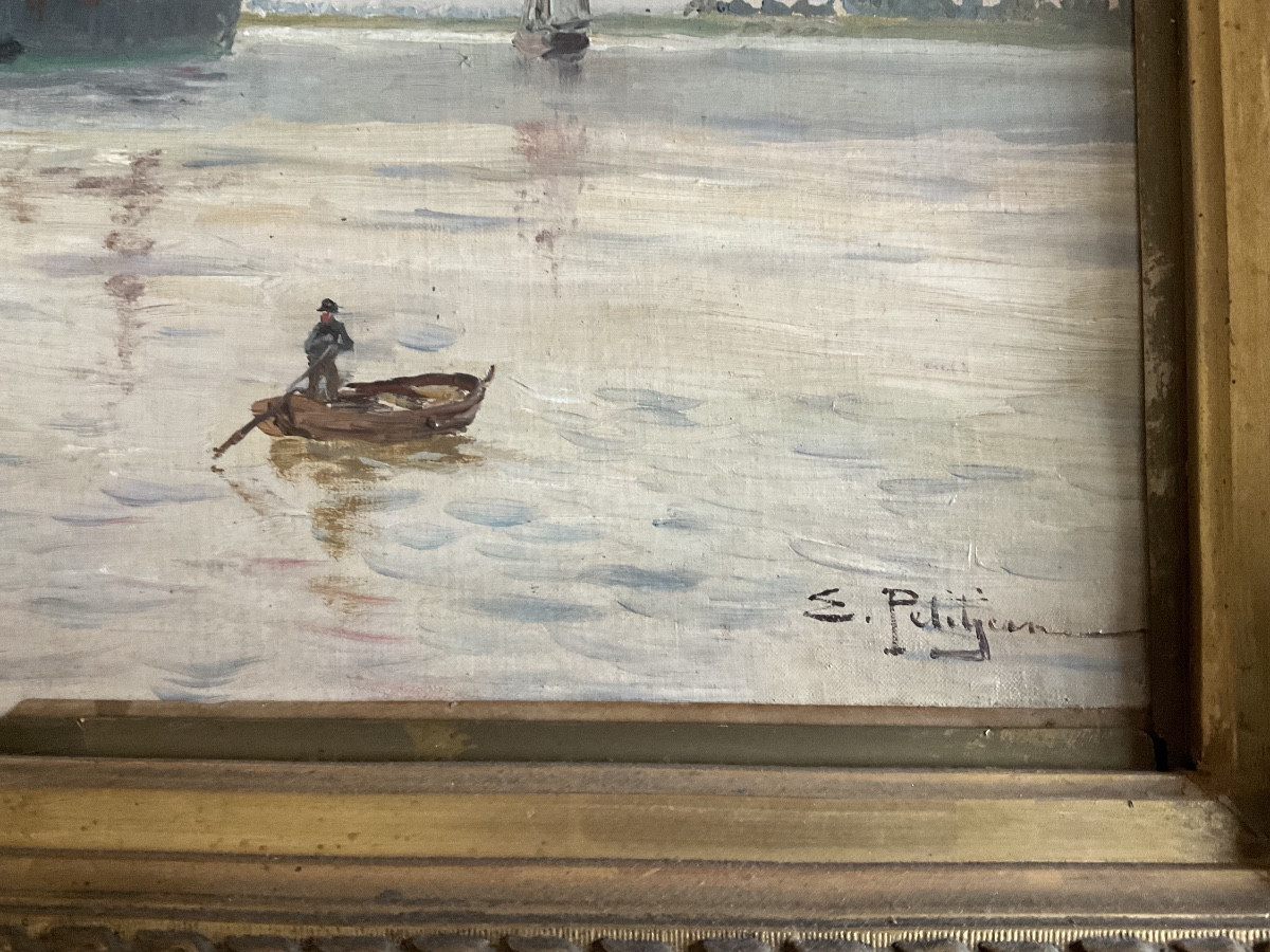 Marine par Edmond Petitjean huile sur toile -photo-3