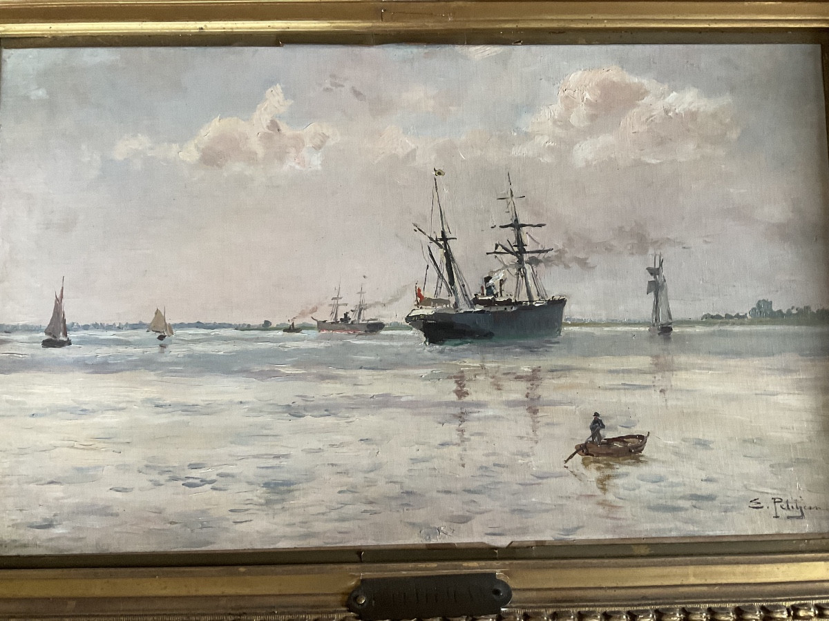 Marine par Edmond Petitjean huile sur toile -photo-4