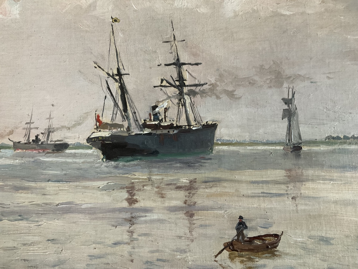 Marine par Edmond Petitjean huile sur toile -photo-2