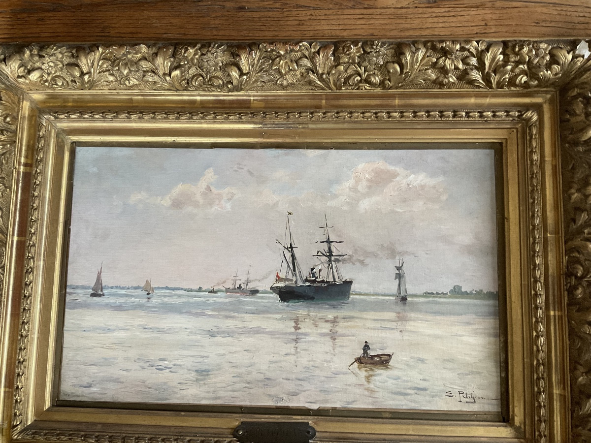 Marine par Edmond Petitjean huile sur toile -photo-4