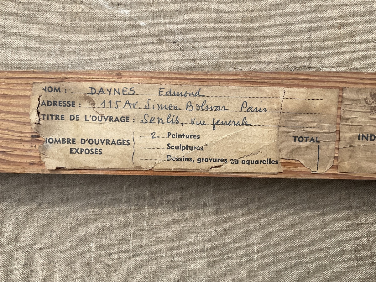 General View Of Senlis Oil On Canvas Good Provenance-photo-2