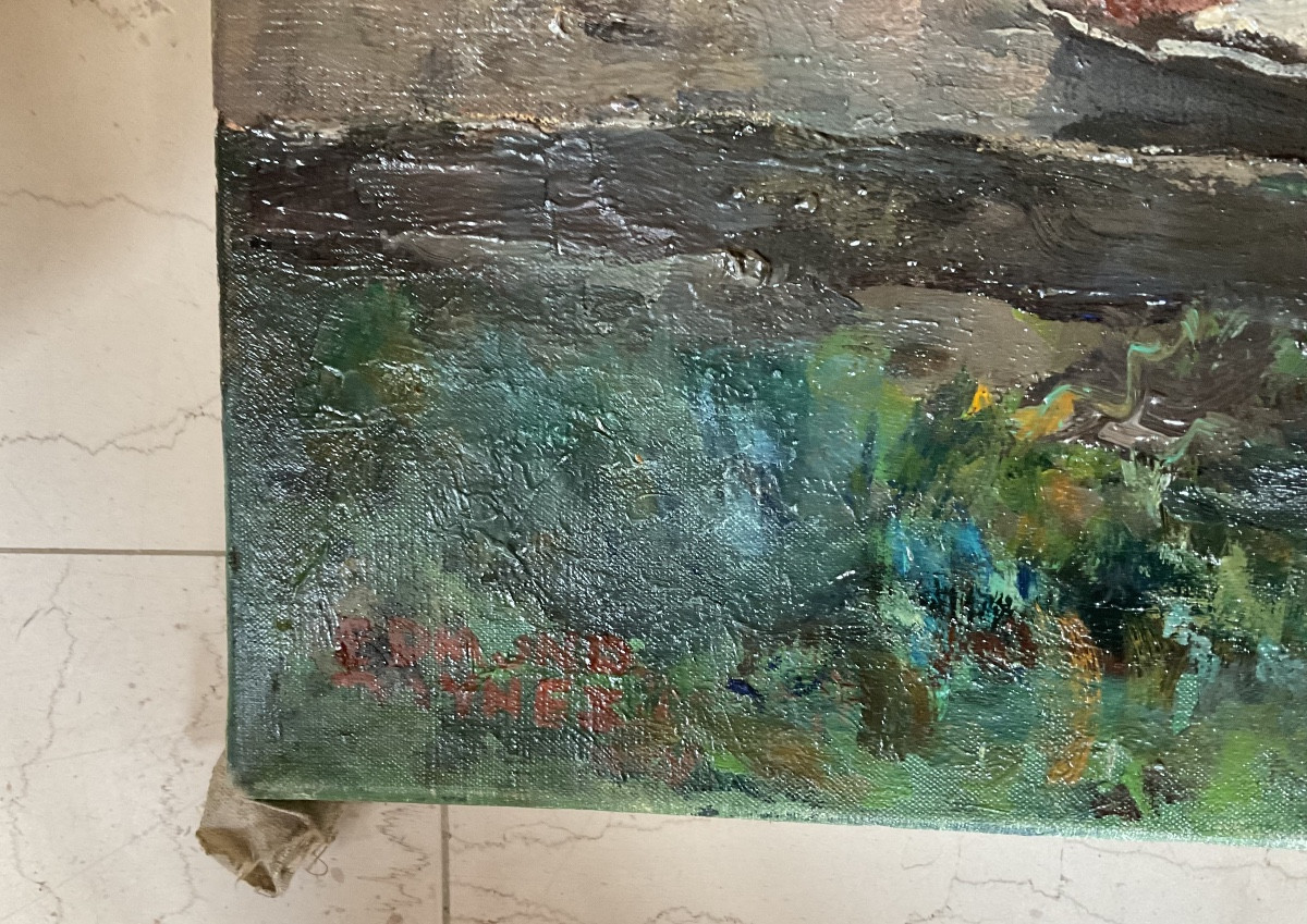 General View Of Senlis Oil On Canvas Good Provenance-photo-1