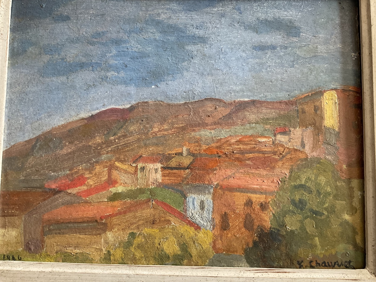 Paysage provençal huile sur carton  situé -photo-3