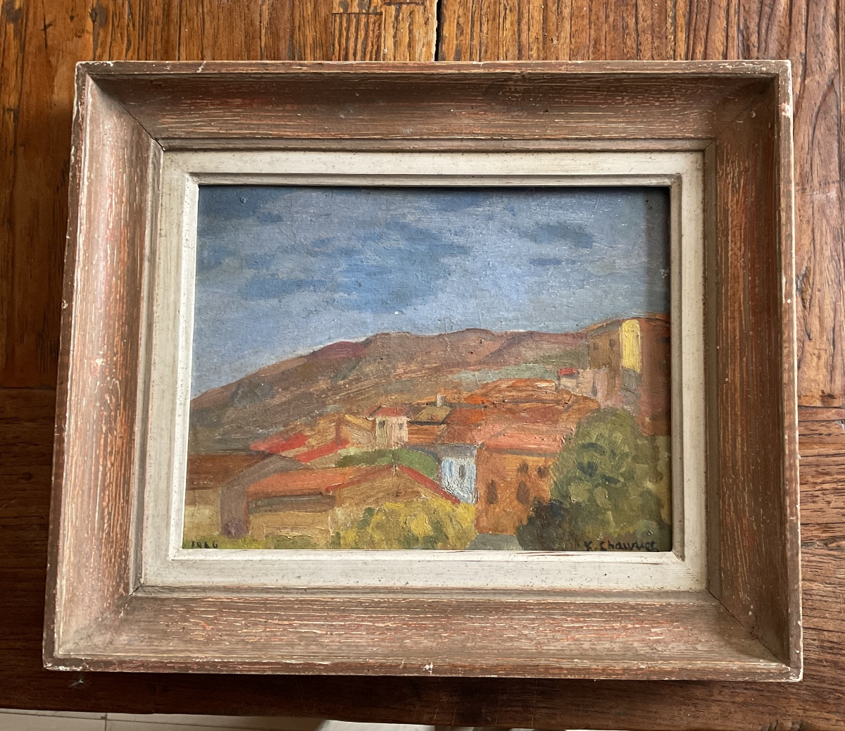 Paysage provençal huile sur carton  situé -photo-4