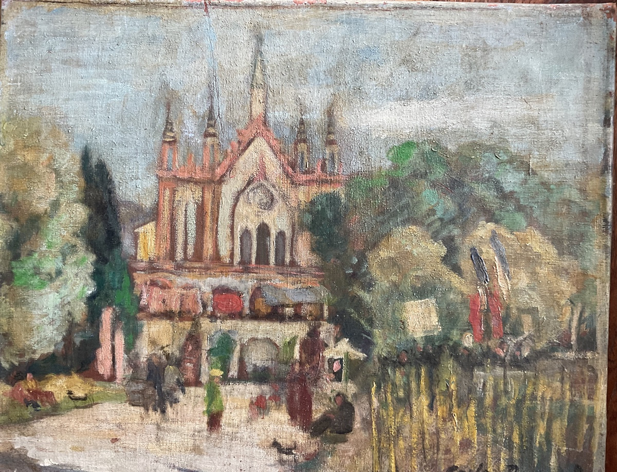 Paysage provençal huile sur carton  situé -photo-2