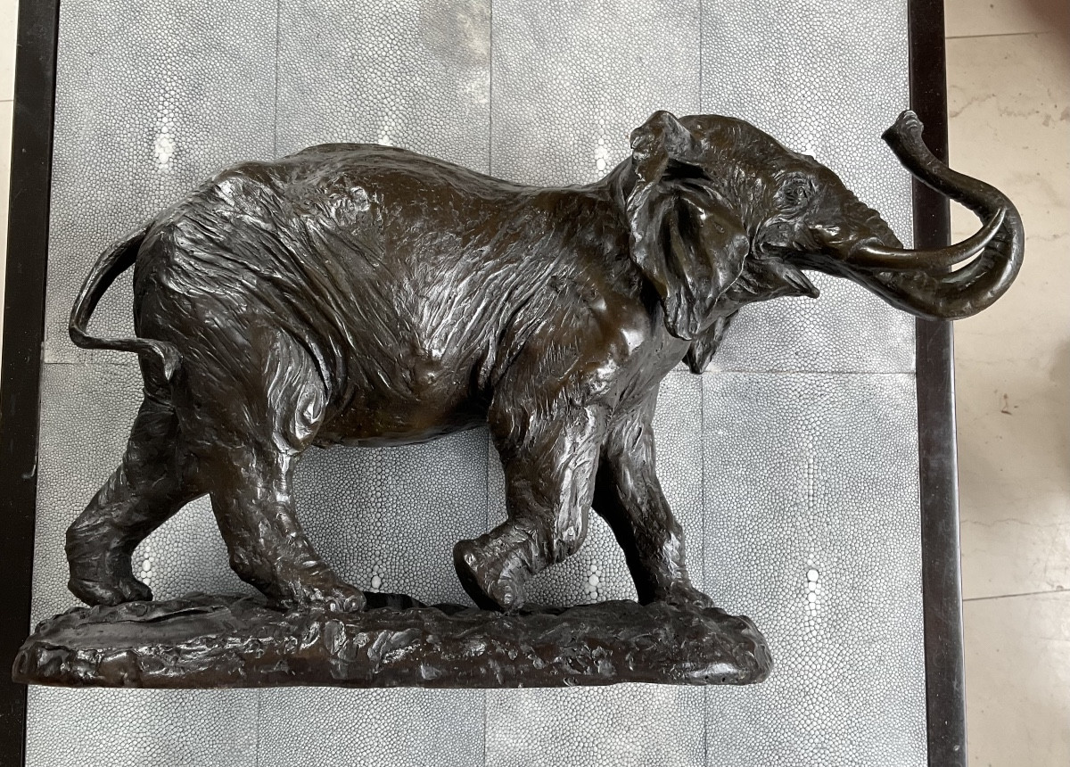 Bronze Elephant With Green Patina-photo-2