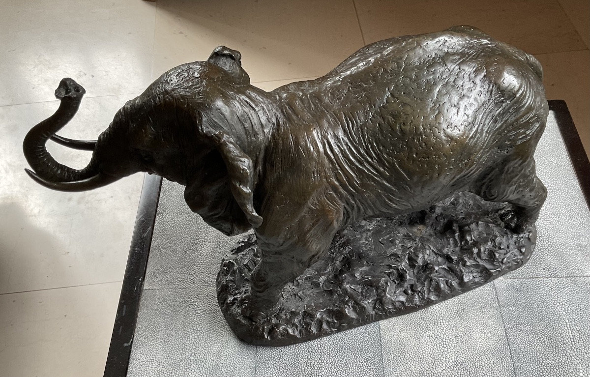 Bronze Elephant With Green Patina-photo-4