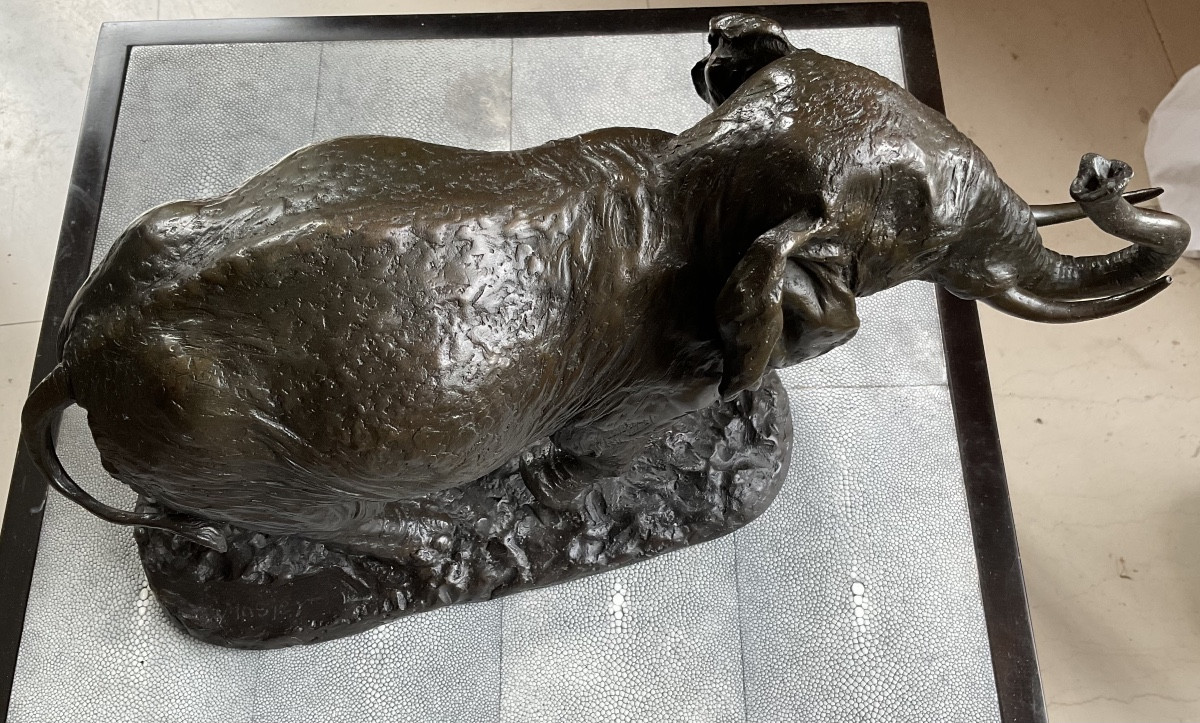 Bronze Elephant With Green Patina-photo-5