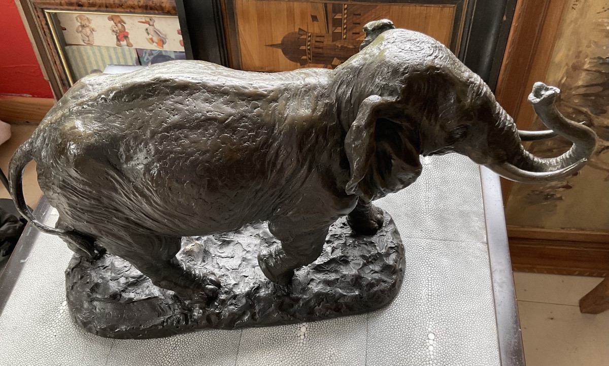 Bronze Elephant With Green Patina-photo-6