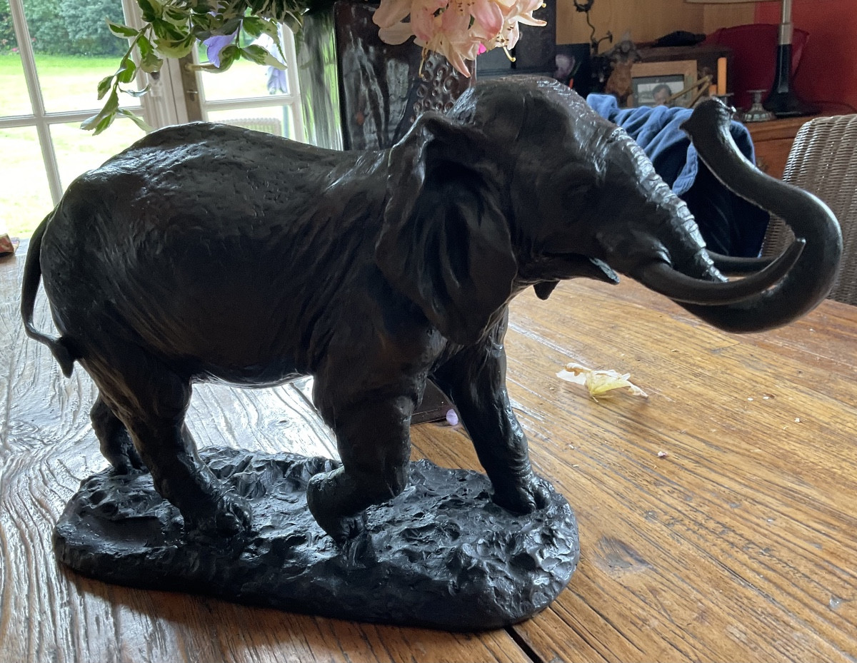 Bronze Elephant With Green Patina-photo-7